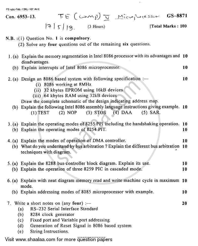 Microprocessors 2012-2013 - B.E. - Semester 5 (TE Third Year) - University of Mumbai question paper with PDF download