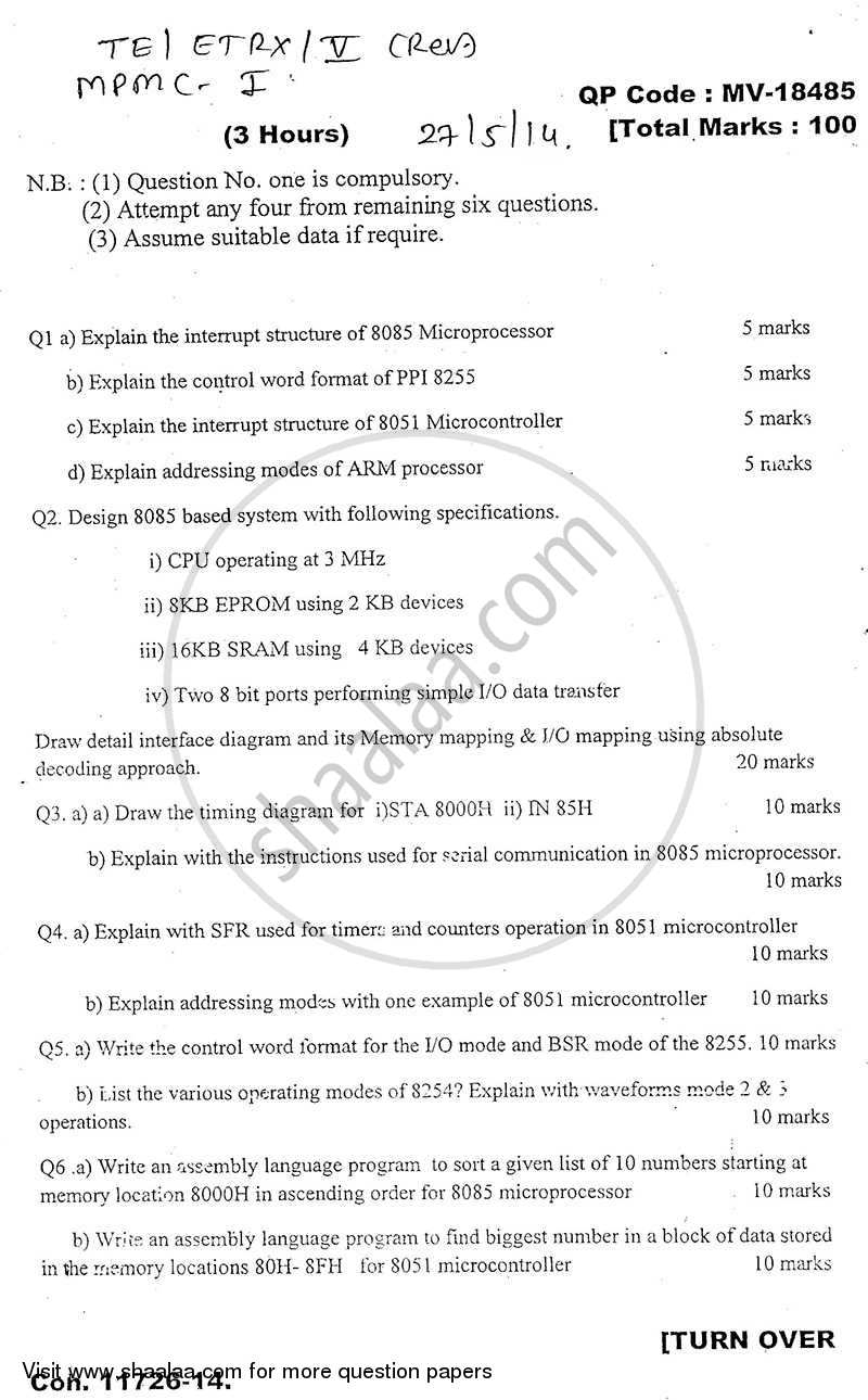 Microprocessors and Microcontrollers 1 2013-2014 - B.E. - Semester 5 (TE Third Year) - University of Mumbai question paper with PDF download