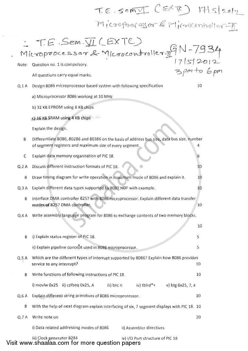 Microprocessors and Microcontrollers 2 2011-2012 - B.E. - Semester 6 (TE Third Year) - University of Mumbai question paper with PDF download