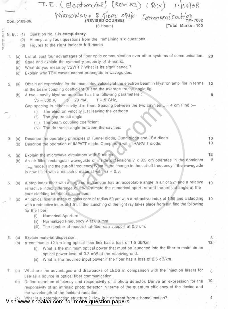 Microwave Devices and Circuits 2006-2007 - B.E. - Semester 6 (TE Third Year) - University of Mumbai question paper with PDF download