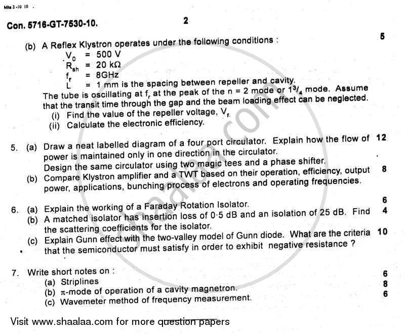 Microwave Devices and Circuits 2010-2011 - B.E. - Semester 6 (TE Third Year) - University of Mumbai question paper with PDF download