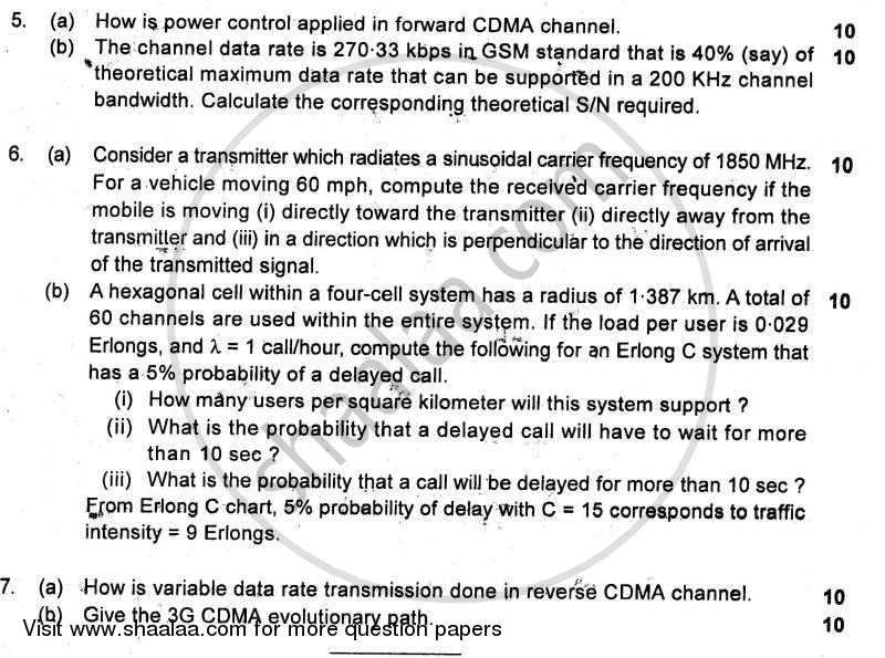 Mobile Communication Systems 2010-2011 - B.E. - Semester 7 (BE Fourth Year) - University of Mumbai question paper with PDF download