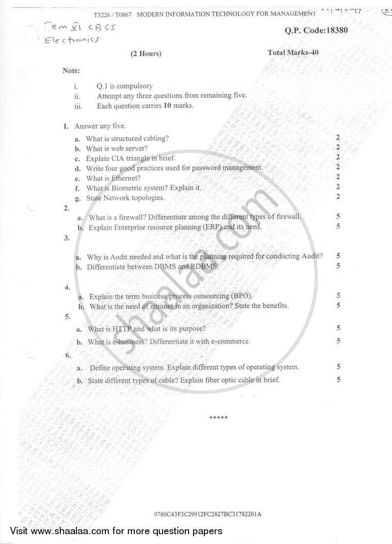 Modern Information Technology for Management 2016-2017 - B.E. - Semester 6 (TE Third Year) - University of Mumbai question paper with PDF download