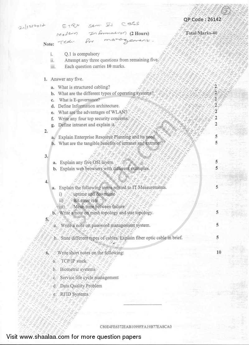 Modern Information Technology for Management 2017-2018 - B.E. - Semester 6 (TE Third Year) - University of Mumbai question paper with PDF download