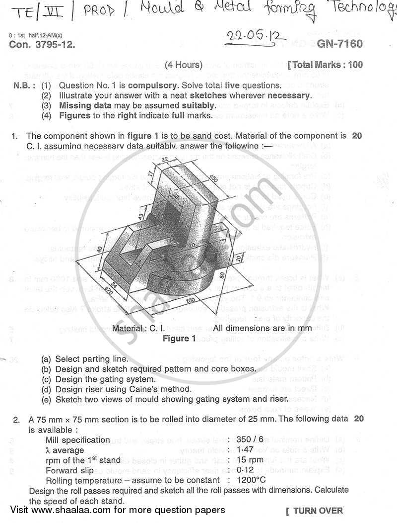 Mould and Metal Forming Technology 2011-2012 - B.E. - Semester 6 (TE Third Year) - University of Mumbai question paper with PDF download