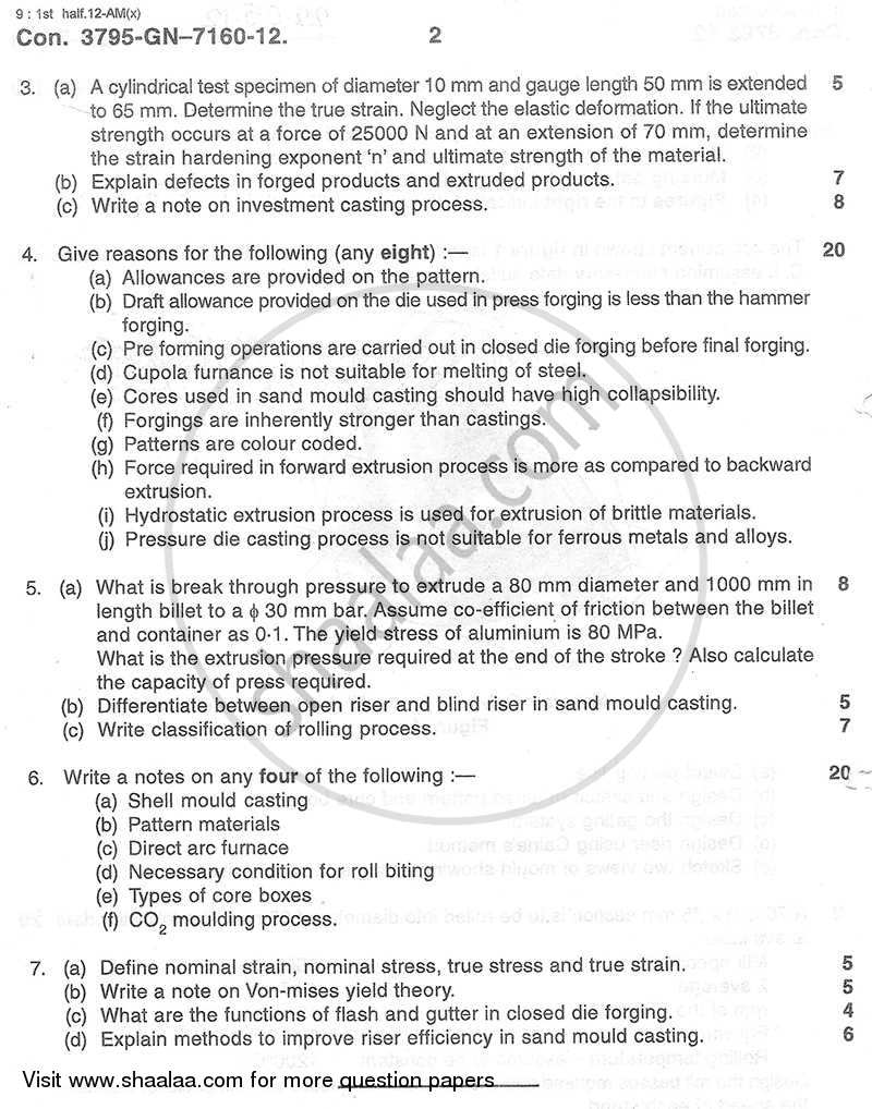 Mould and Metal Forming Technology 2011-2012 - B.E. - Semester 6 (TE Third Year) - University of Mumbai question paper with PDF download
