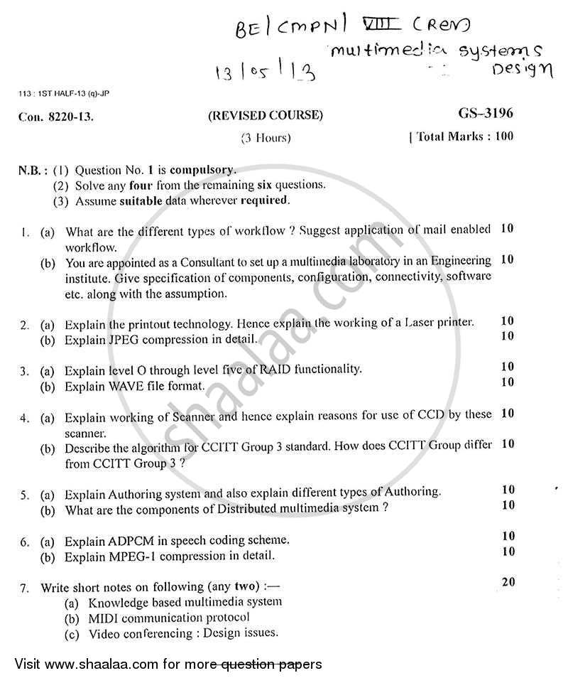 Multimedia System Design 2012-2013 - B.E. - Semester 8 (BE Fourth Year) - University of Mumbai question paper with PDF download