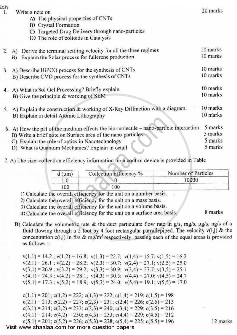 Nanotechnology 2010-2011 - B.E. - Semester 8 (BE Fourth Year) - University of Mumbai question paper with PDF download
