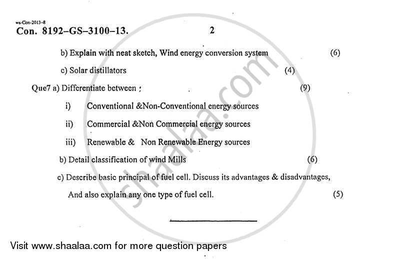 Non Conventional Energy Sources 2012-2013 - B.E. - Semester 8 (BE Fourth Year) - University of Mumbai question paper with PDF download