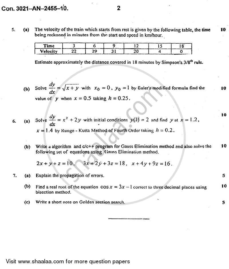 Numerical Methods and Optimization Techniques 2009-2010 - B.E. - Semester 4 (SE Second Year) - University of Mumbai question paper with PDF download