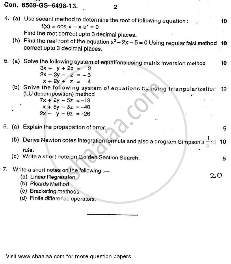 Numerical Methods and Optimization Techniques 2012-2013 - B.E. - Semester 4 (SE Second Year) - University of Mumbai question paper with PDF download