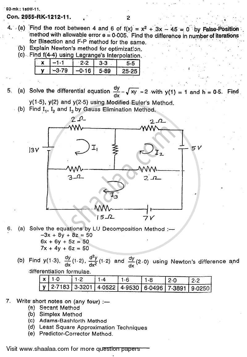 Numerical Techniques 2010-2011 - B.E. - Semester 3 (SE Second Year) - University of Mumbai question paper with PDF download