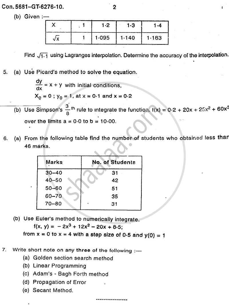 Numerical Techniques 2010-2011 - B.E. - Semester 3 (SE Second Year) - University of Mumbai question paper with PDF download