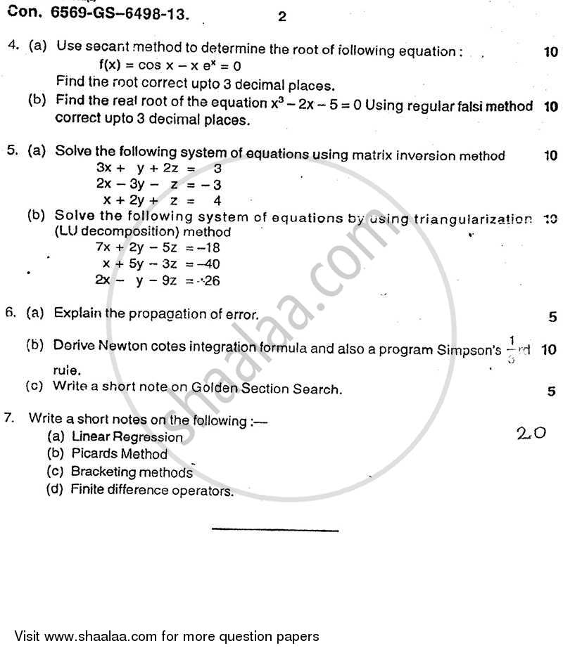 Numerical Techniques 2012-2013 - B.E. - Semester 3 (SE Second Year) - University of Mumbai question paper with PDF download
