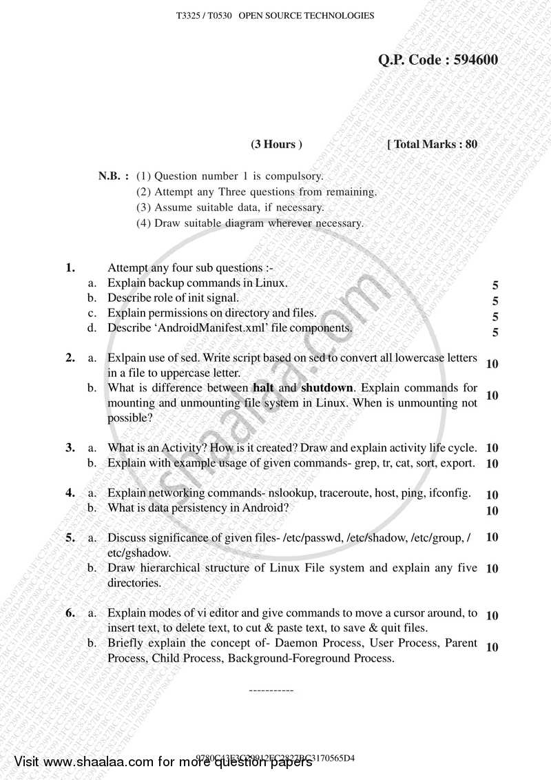 Open Source Technologies 2016-2017 - B.E. - Semester 5 (TE Third Year) - University of Mumbai question paper with PDF download