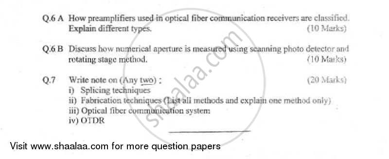 Optical Fiber Communication 2010-2011 - B.E. - Semester 8 (BE Fourth Year) - University of Mumbai question paper with PDF download
