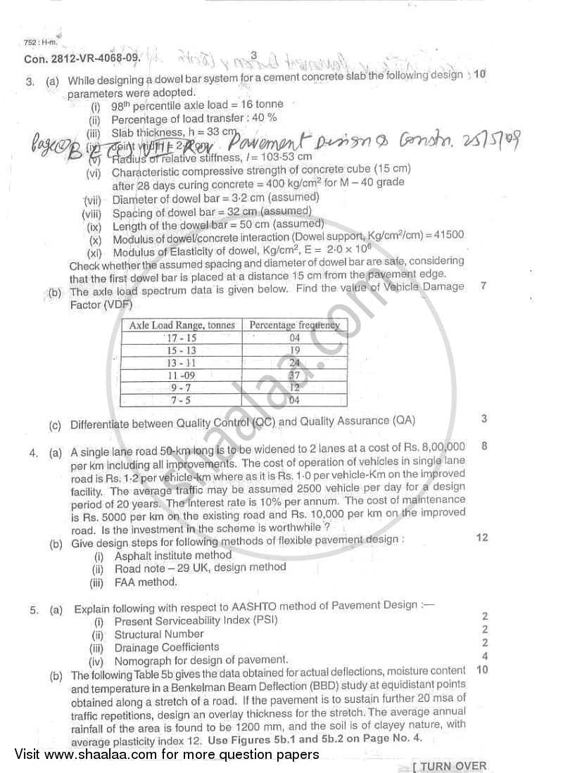Pavement Design and Construction 2008-2009 - B.E. - Semester 8 (BE Fourth Year) - University of Mumbai question paper with PDF download