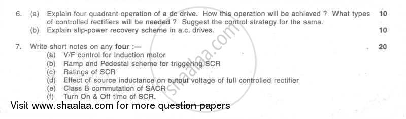 Power Electronic and Drives 2006-2007 - B.E. - Semester 7 (BE Fourth Year) - University of Mumbai question paper with PDF download