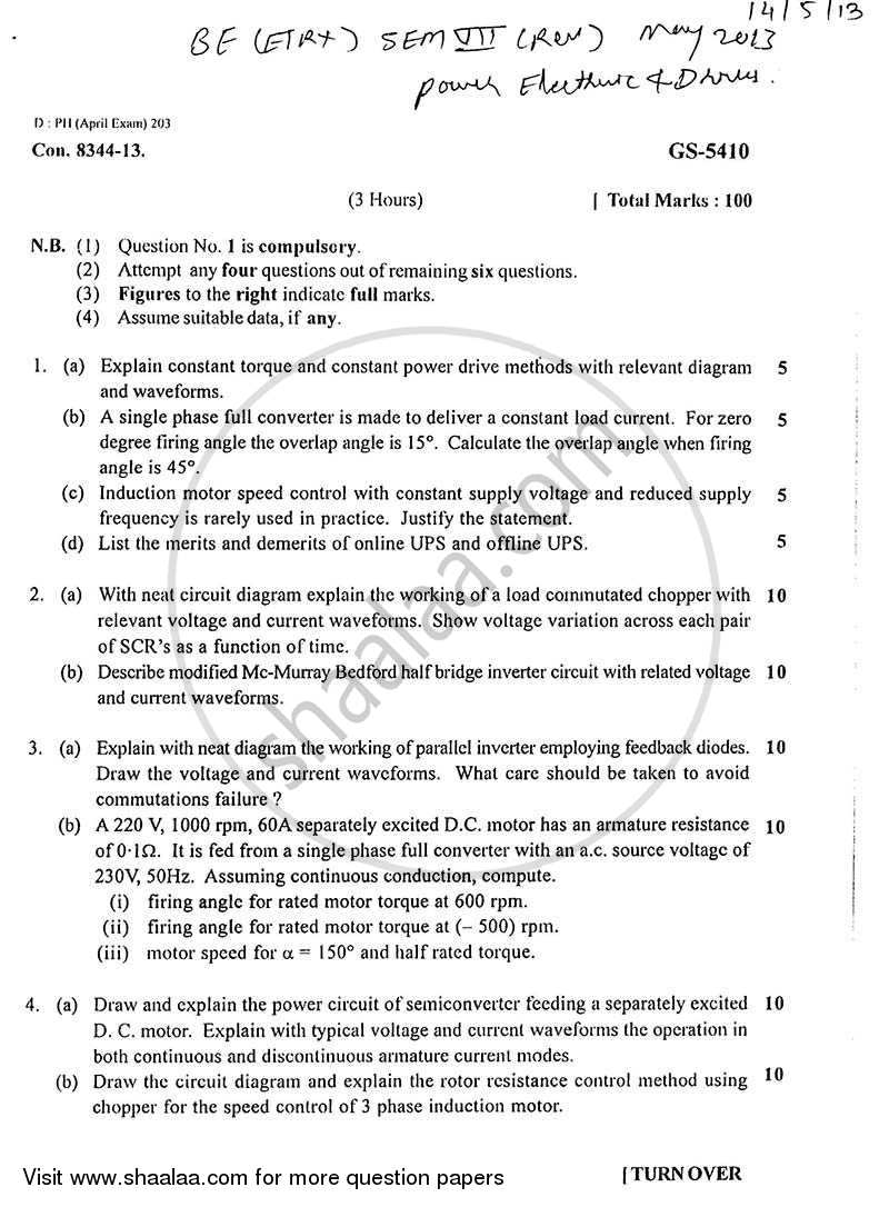 Power Electronic and Drives 2012-2013 - B.E. - Semester 7 (BE Fourth Year) - University of Mumbai question paper with PDF download