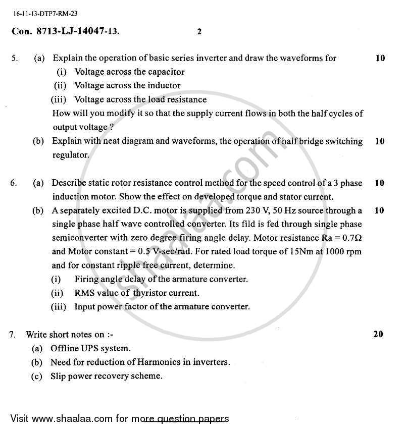 Power Electronic and Drives 2013-2014 - B.E. - Semester 7 (BE Fourth Year) - University of Mumbai question paper with PDF download