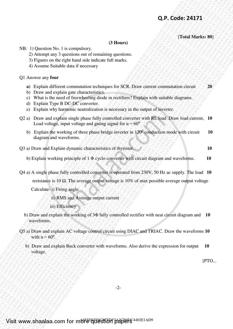 Power Electronics 1 2017-2018 - B.E. - Semester 6 (TE Third Year) - University of Mumbai question paper with PDF download