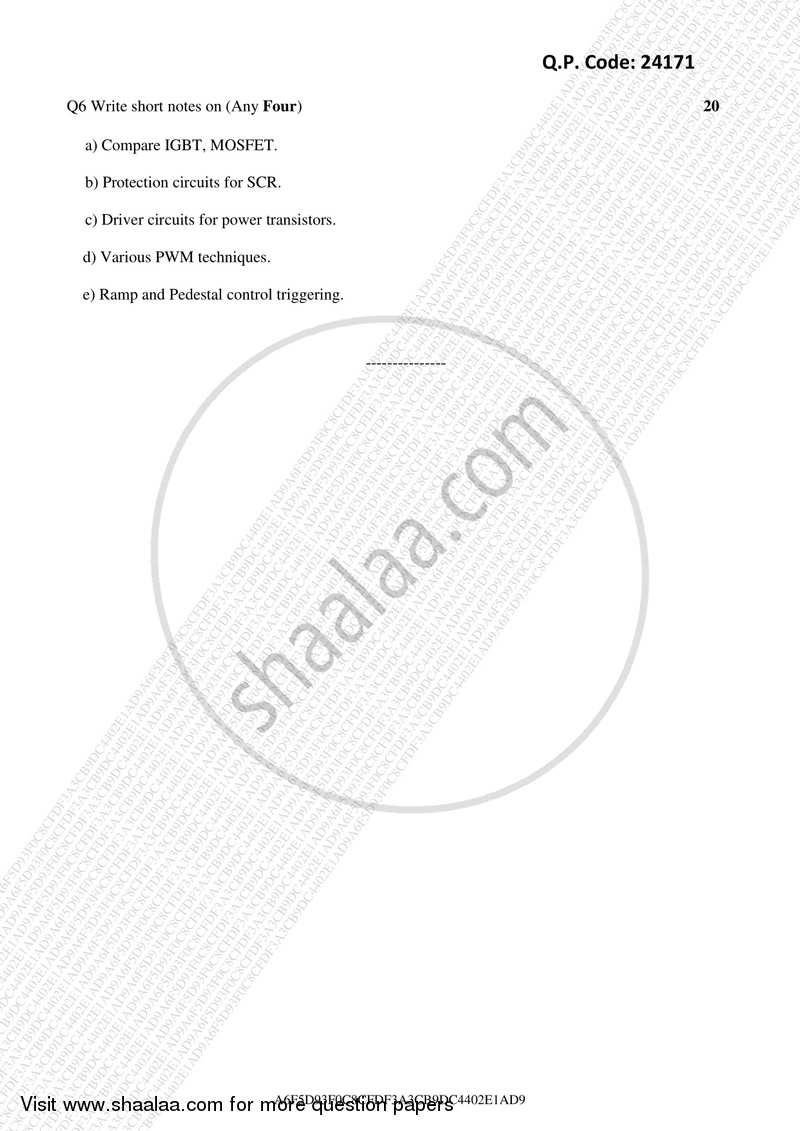 Power Electronics 1 2017-2018 - B.E. - Semester 6 (TE Third Year) - University of Mumbai question paper with PDF download