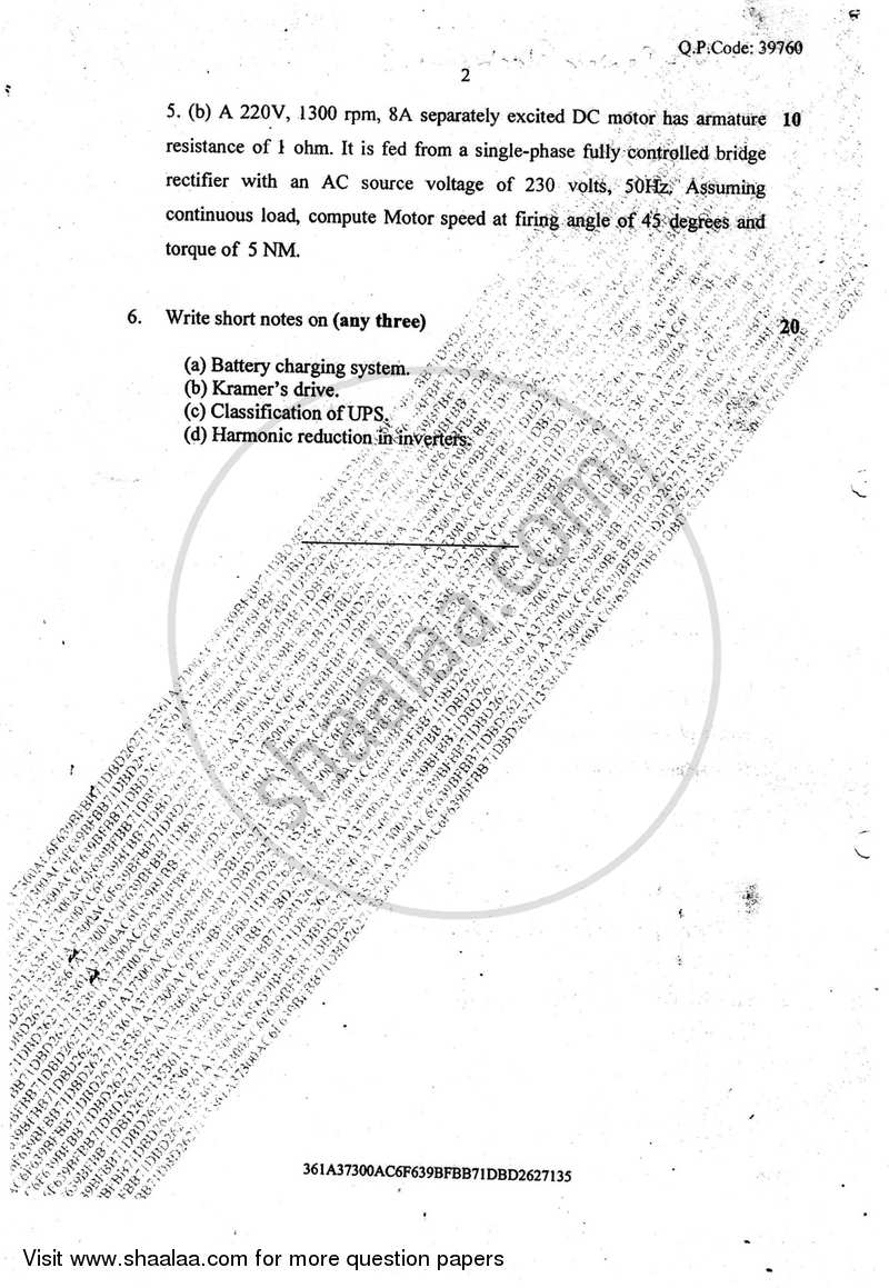 Power Electronics 2 2017-2018 - B.E. - Semester 7 (BE Fourth Year) - University of Mumbai question paper with PDF download