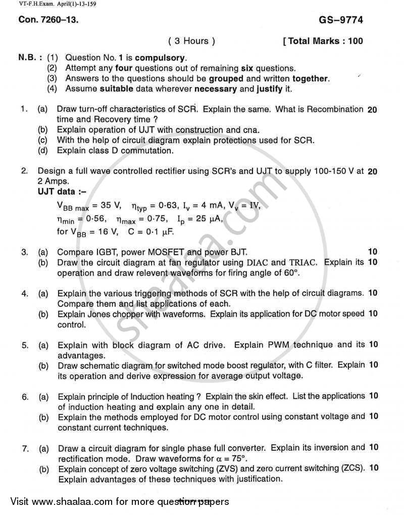 Power Electronics and Drives 2012-2013 - B.E. - Semester 6 (TE Third Year) - University of Mumbai question paper with PDF download