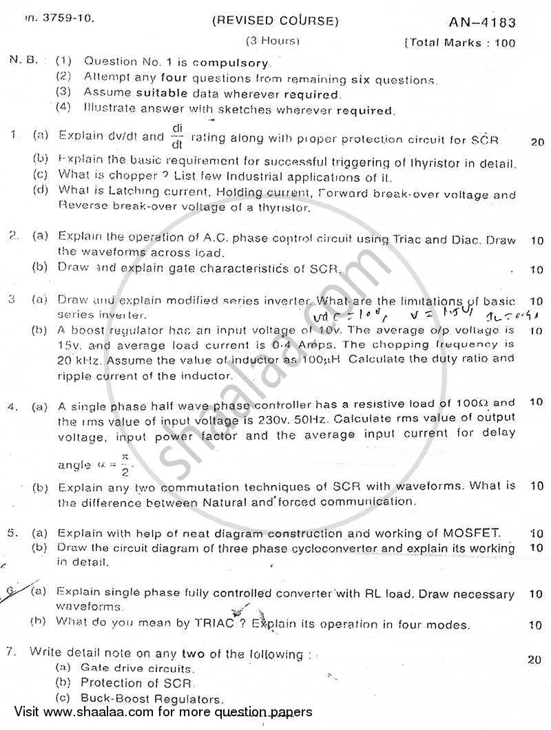 Power Electronics 2009-2010 - B.E. - Semester 5 (TE Third Year) - University of Mumbai question paper with PDF download