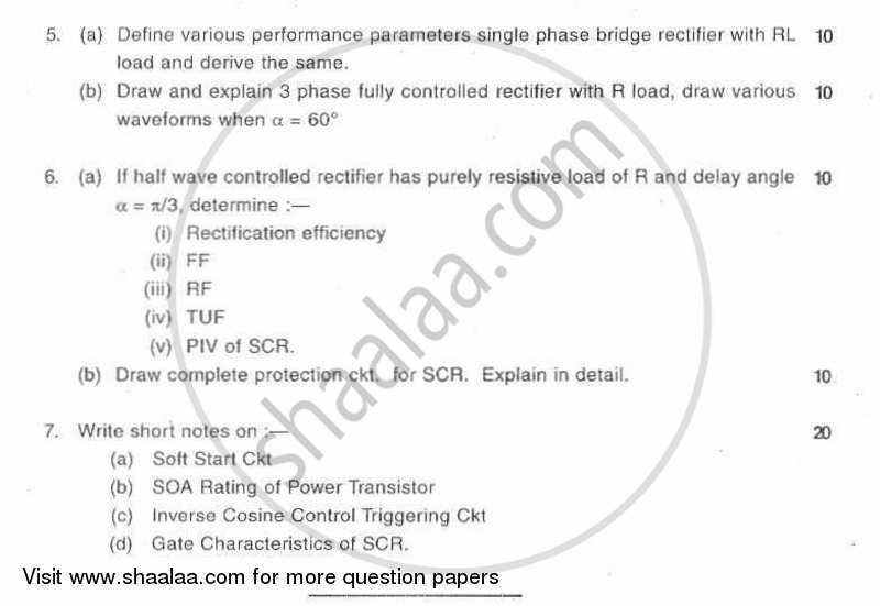 Power Electronics 2010-2011 - B.E. - Semester 6 (TE Third Year) - University of Mumbai question paper with PDF download