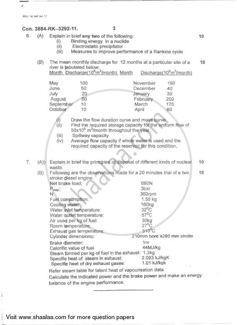Power Plant Engineering 2010-2011 - B.E. - Semester 7 (BE Fourth Year) - University of Mumbai question paper with PDF download