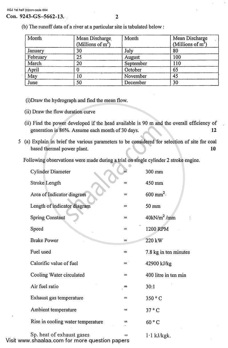 Power Plant Engineering 2012-2013 - B.E. - Semester 7 (BE Fourth Year) - University of Mumbai question paper with PDF download