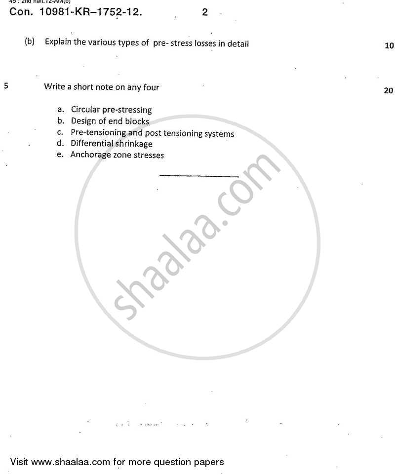 Prestressed Concrete 2012-2013 - B.E. - Semester 7 (BE Fourth Year) - University of Mumbai question paper with PDF download