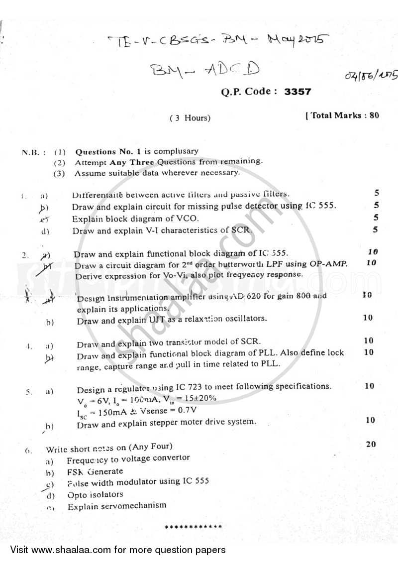 Principles of Analog and Digital Communication 2014-2015 - B.E. - Semester 5 (TE Third Year) - University of Mumbai question paper with PDF download