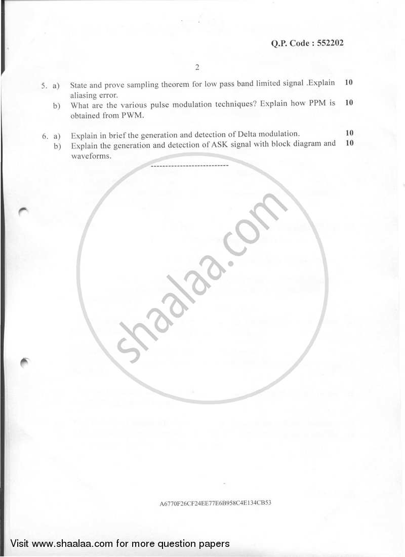 Principles of Analog and Digital Communication 2016-2017 - B.E. - Semester 3 (SE Second Year) - University of Mumbai question paper with PDF download