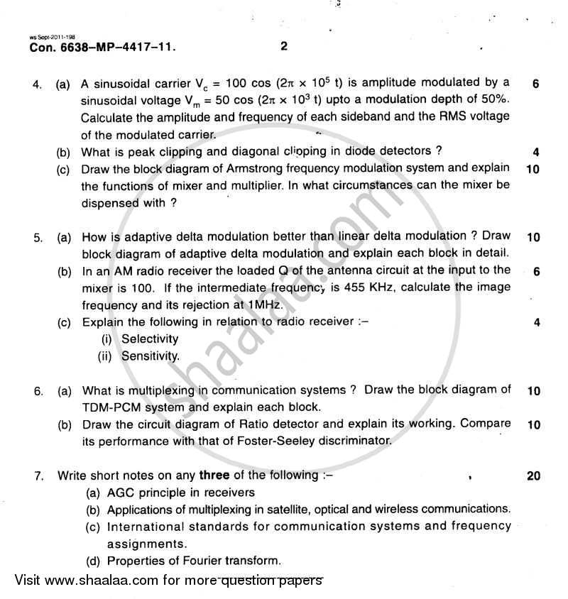 Principles of Communication Engineering 2011-2012 - B.E. - Semester 4 (SE Second Year) - University of Mumbai question paper with PDF download