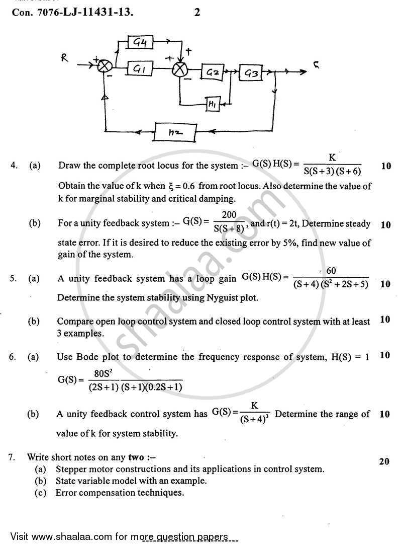 Principles of Control Systems 2013-2014 - B.E. - Semester 4 (SE Second Year) - University of Mumbai question paper with PDF download