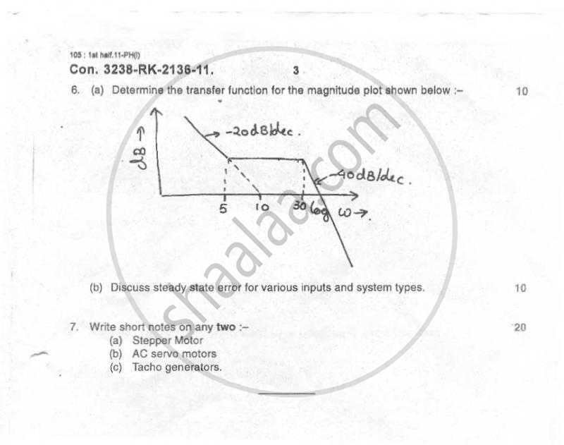 Principles of Control Systems 2010-2011 - B.E. - Semester 5 (TE Third Year) - University of Mumbai question paper with PDF download