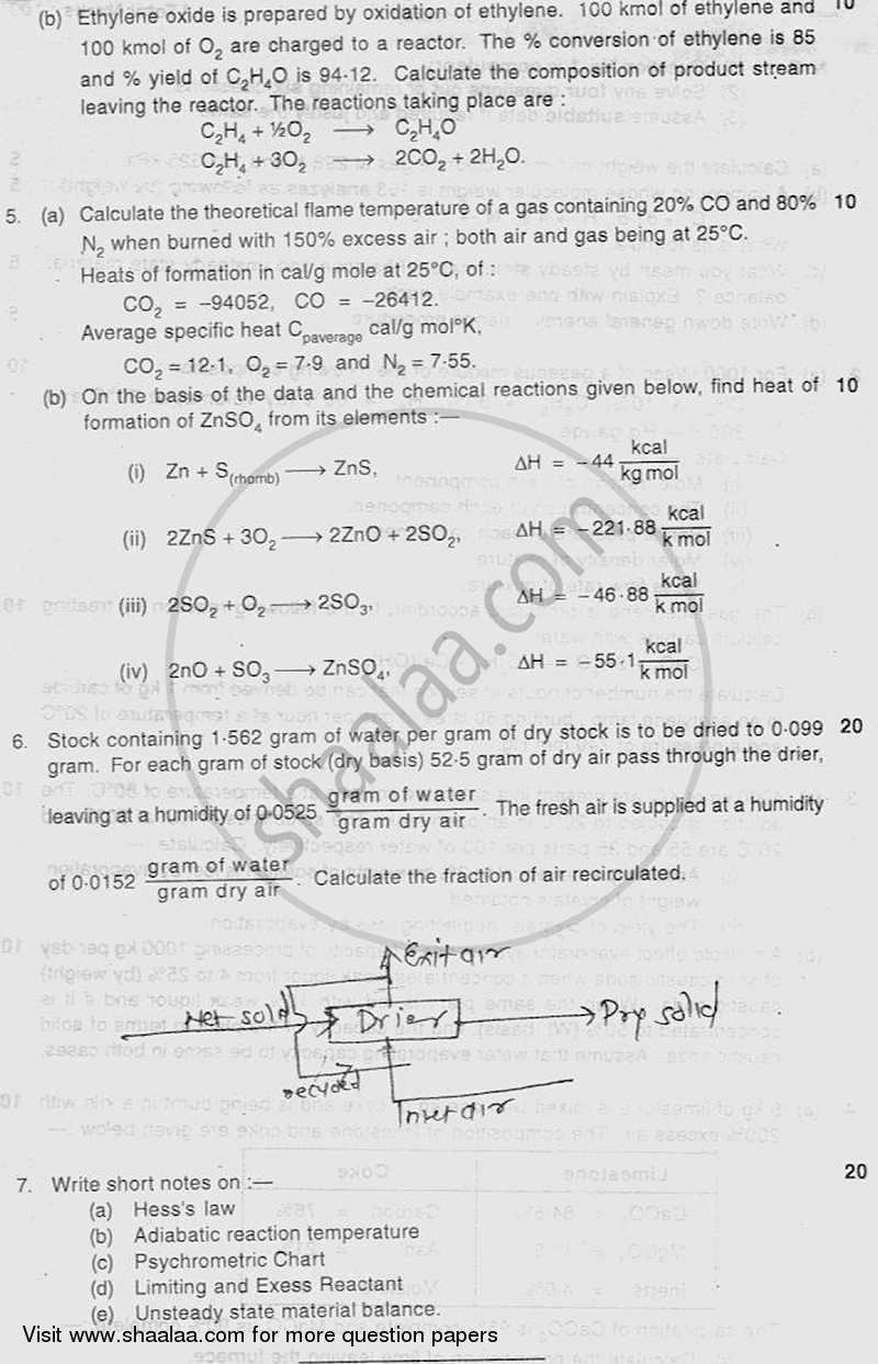 Process Calculations 2011-2012 - B.E. - Semester 3 (SE Second Year) - University of Mumbai question paper with PDF download
