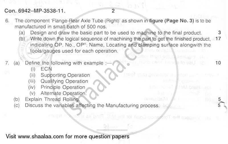 Process Engineering and Tooling 2011-2012 - B.E. - Semester 6 (TE Third Year) - University of Mumbai question paper with PDF download
