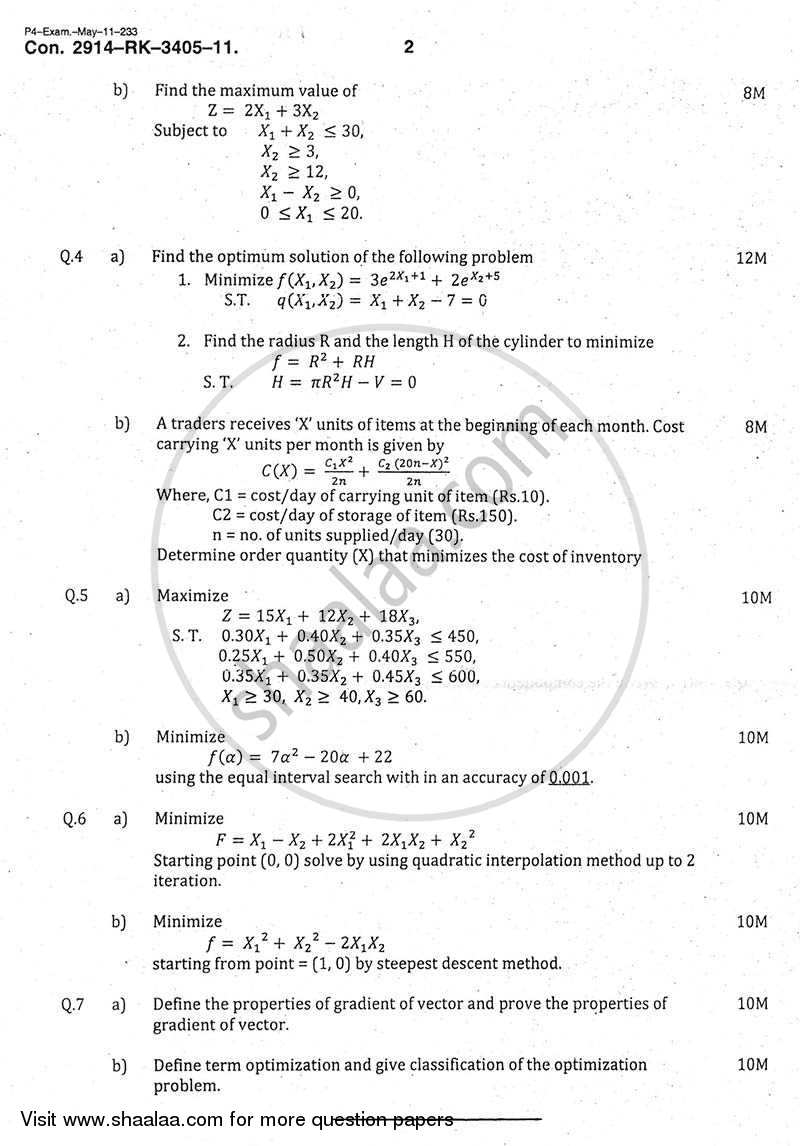 Process Modeling and Optimization 2010-2011 - B.E. - Semester 7 (BE Fourth Year) - University of Mumbai question paper with PDF download