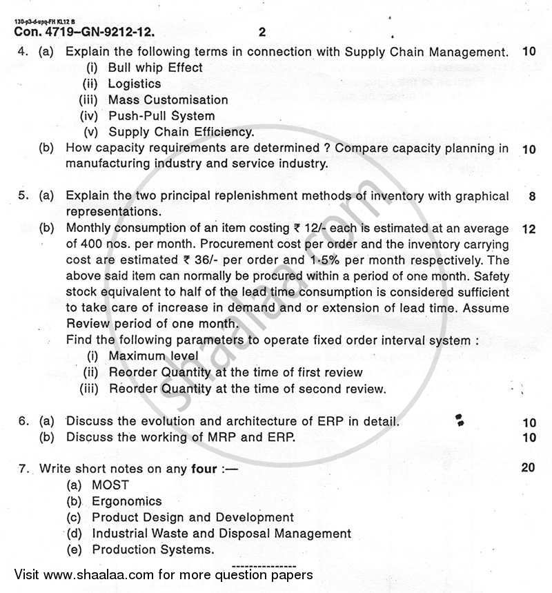 Production and Operations Management 2011-2012 - B.E. - Semester 6 (TE Third Year) - University of Mumbai question paper with PDF download