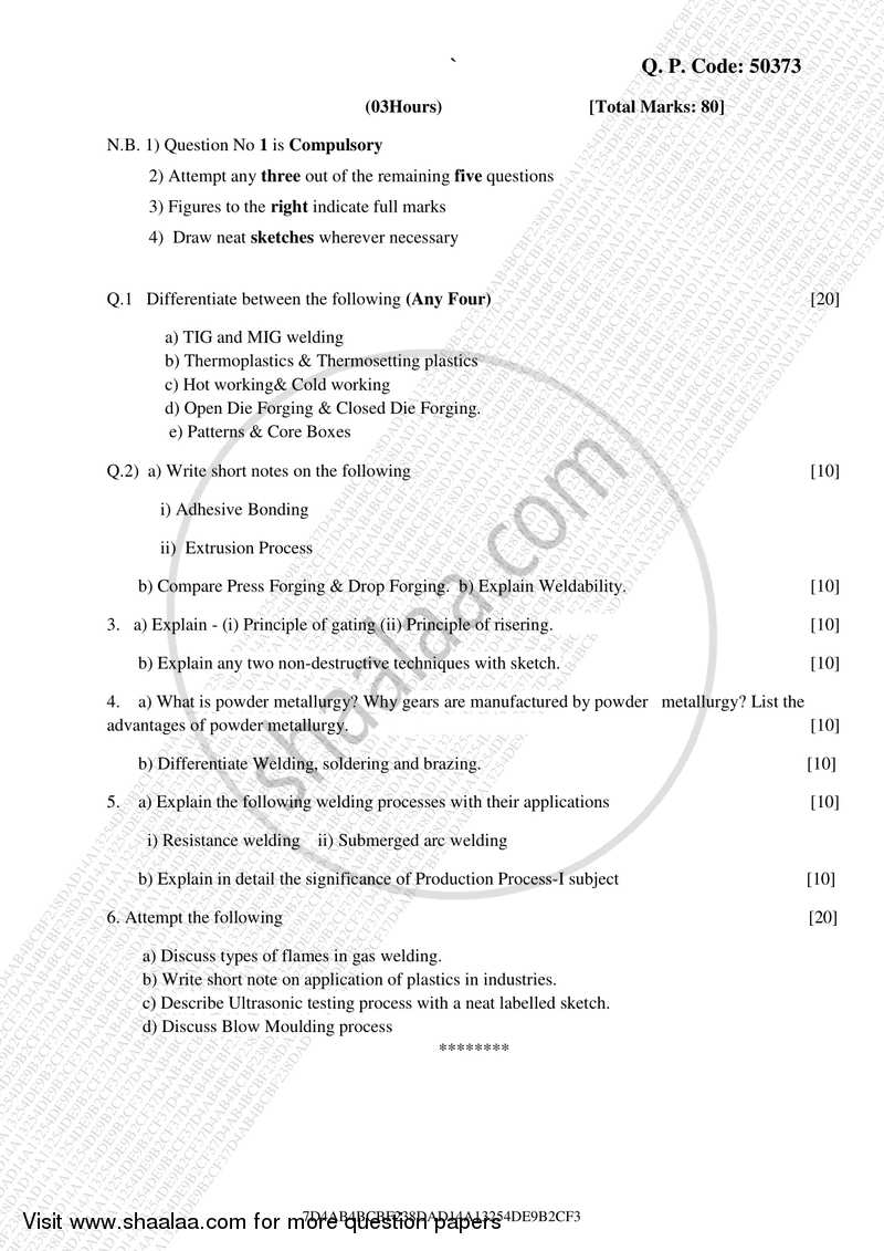 Production Process 1 2017-2018 - B.E. - Semester 3 (SE Second Year) - University of Mumbai question paper with PDF download