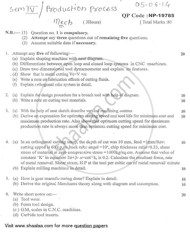 Production Process 2 2013-2014 - B.E. - Semester 4 (SE Second Year) - University of Mumbai question paper with PDF download