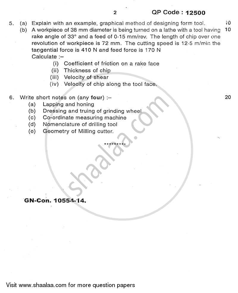 Production Process 2 2014-2015 - B.E. - Semester 4 (SE Second Year) - University of Mumbai question paper with PDF download