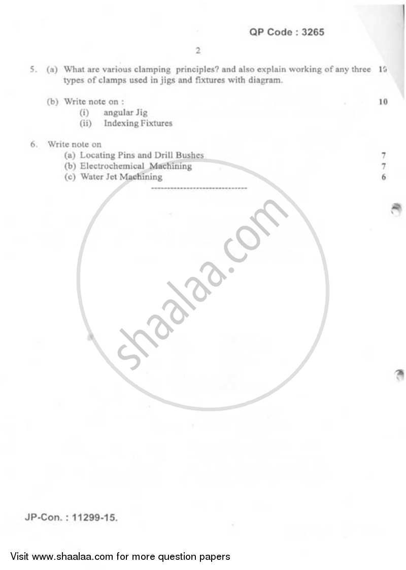 Production Process 3 2014-2015 - B.E. - Semester 5 (TE Third Year) - University of Mumbai question paper with PDF download