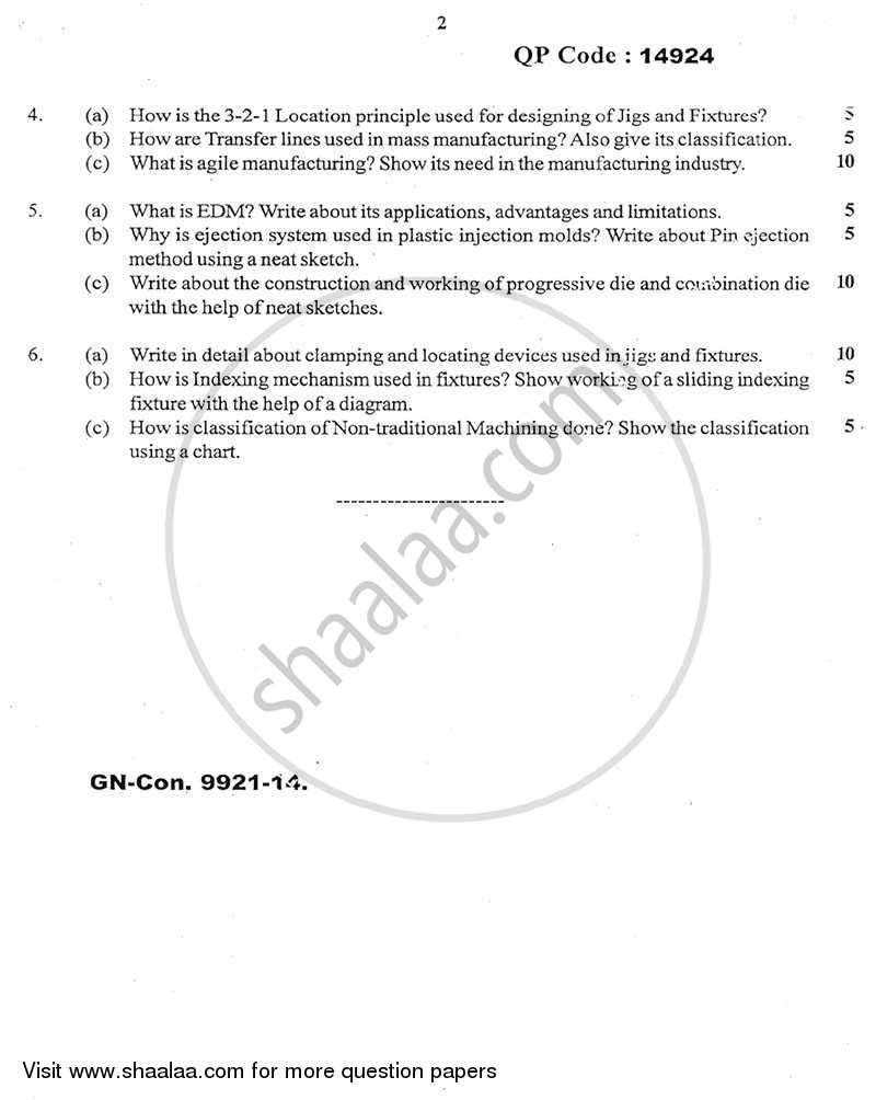 Production Process 3 2014-2015 - B.E. - Semester 5 (TE Third Year) - University of Mumbai question paper with PDF download