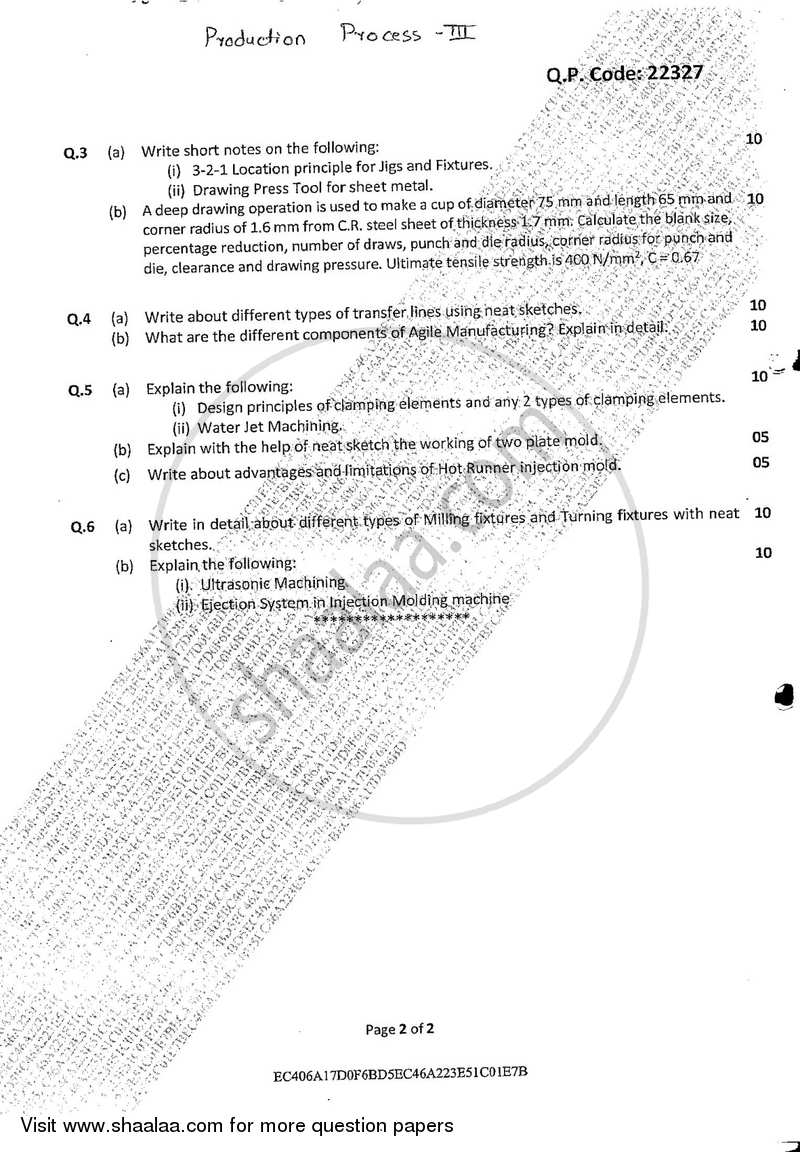 Production Process 3 2017-2018 - B.E. - Semester 5 (TE Third Year) - University of Mumbai question paper with PDF download