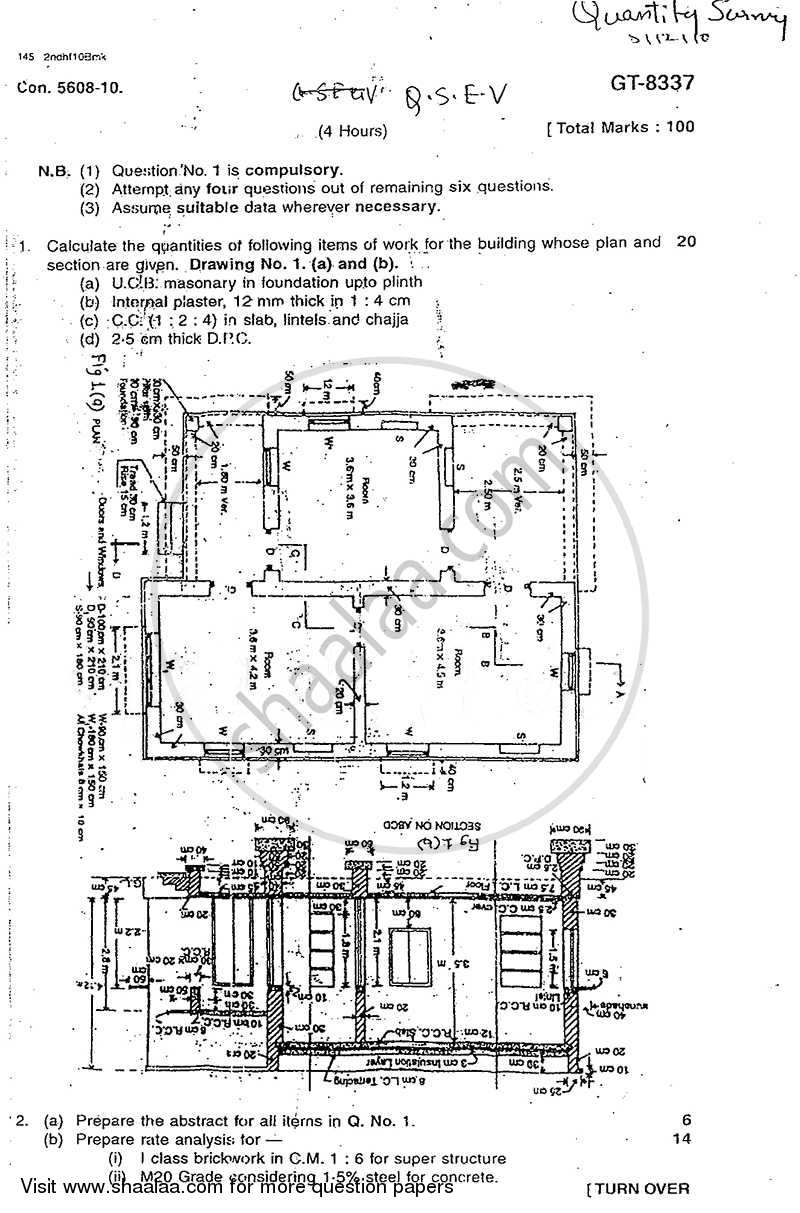 Quantity Survey Estimation and Valuation 2010-2011 - B.E. - Semester 7 (BE Fourth Year) - University of Mumbai question paper with PDF download