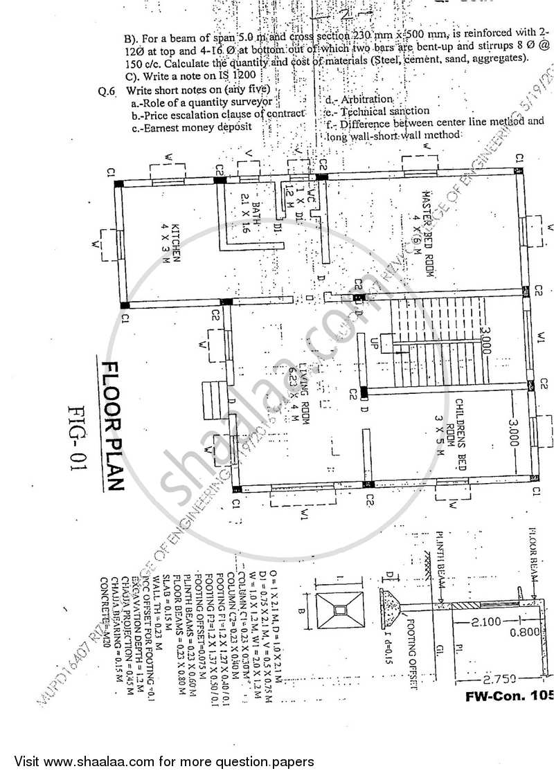 Quantity Survey Estimation and Valuation 2015-2016 - B.E. - Semester 7 (BE Fourth Year) - University of Mumbai question paper with PDF download